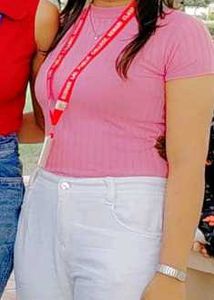 Pink Ribbed Tee
