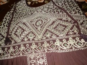 Embroidered Mauve Tunic Top