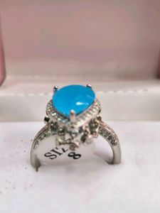 Blue Stone Ring 925 Silver Sterling