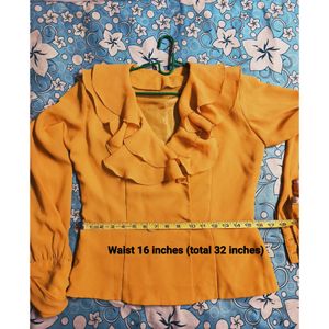 Mustard yellow double breasted blouse