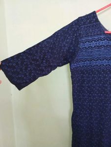 Navy Blue Kurti With Embroidery Work