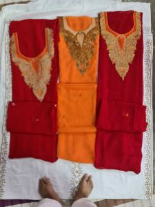 Embroidered Salwar Kameez Suit Fabric With Dupatta