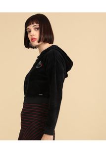Velvet Cropped Hoodie