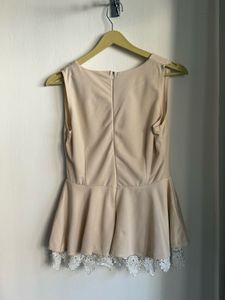 Crochet Hem Peplum Top