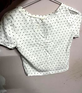 White Polka Dot Crop Top