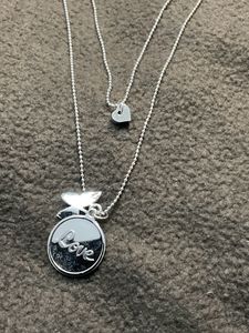 Double chain Silver necklace.