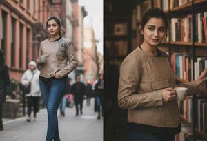 Tan Asymmetrical Zip Jacket