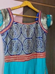 Turquoise Embellished Anarkali