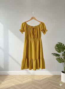 Mustard Yellow Off-Shoulder Dress