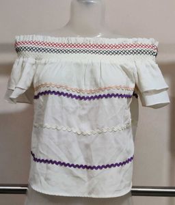 White Embroidered Top