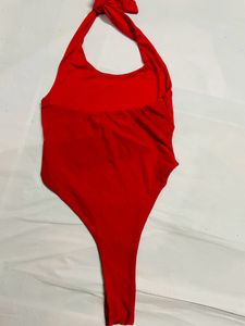 Red Halter Neck Bodysuit