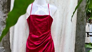 I. Red Ruched Bodycon Dress