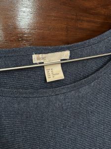 Blue Dolman Sleeve Ribbed Knit Top