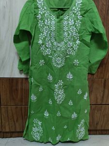 Green Chikan Kari Kurti