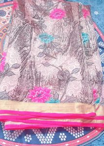 Floral Print Silk Saree