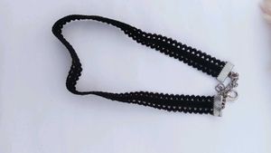 Black Choker And Half Heart Chain