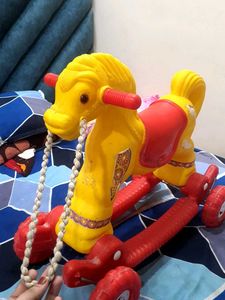Vintage Yellow &amp; Red Rocking Horse