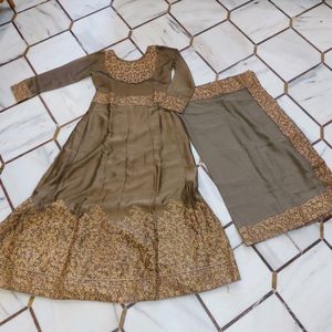 Olive Green Georget Silk