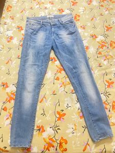 Sky Blue Faded Denim For Girls