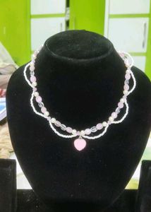 Handmade Pink Heart Charm Necklace