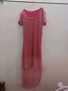 Pink Crochet Beach Cover Up