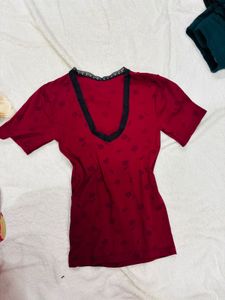 Red Floral Top