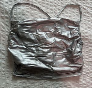Shein Metallic Silver Halter Top