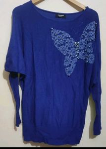 Blue 🔵 Butterfly🦋 Print Winter Top For 36 Bust