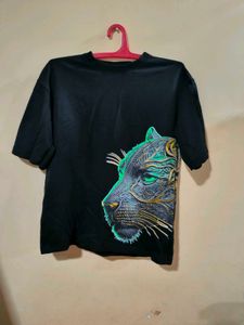 tiger double side print down shoulder t shirt