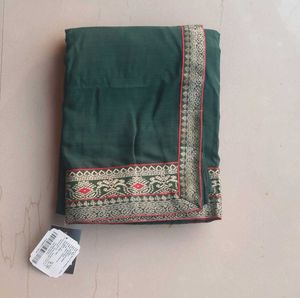 Mitera Elegant Green Georgette Saree