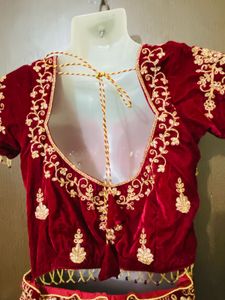 Maroon Velvet Lehenga