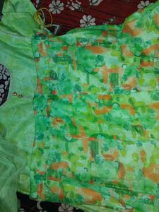 Lime Green Long Kameez With Lahnga