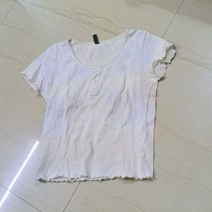 Cute White Button-Up T-Shirt