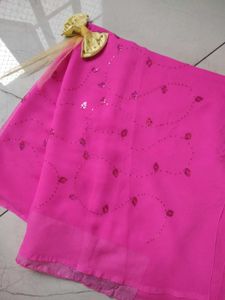 Pink Embellished Saree