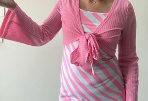 Pink Floral Dress With Shrug