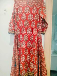 Fabindia Red Floral Print Kurta
