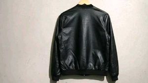 bomber Black leather jacket