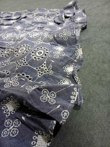 Blue Floral Ruffle Sleeve Top