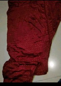 Burgundy Polka Dot Churidar Set Of Embroidery Kurt