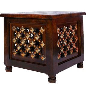 Beautiful Antique Wooden Stool with Storage for Li
