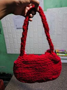 Red Knitted Handbag ( New)