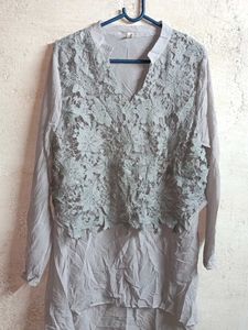 Trendy Summer Fashion Lace Top Long Grey
