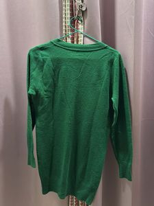 Green V-Neck Knit Sweater
