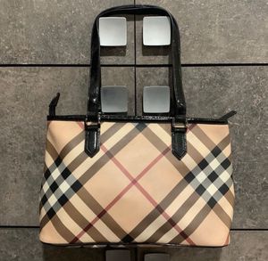 Burberry’s Haymarket Check Tote Patent Leather
