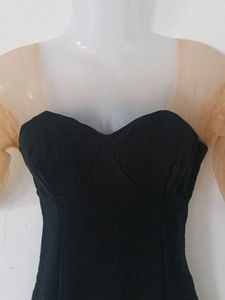 SEXY BODYCON WITH SHEER SLEEVE