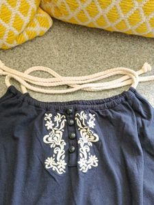 Blue Embroidered Tank Top
