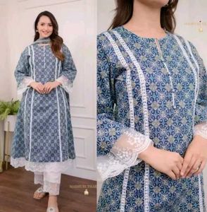 Pink and blue Lace Work Fancy Suit Set