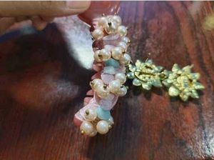 Pearl &amp; Stone hair clip and flower earrings