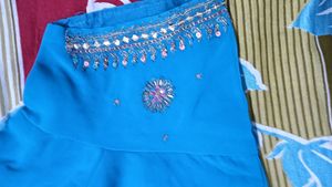Blue Pure Hand Work Saree
