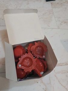 Red Clay Diya Set 10 pcs